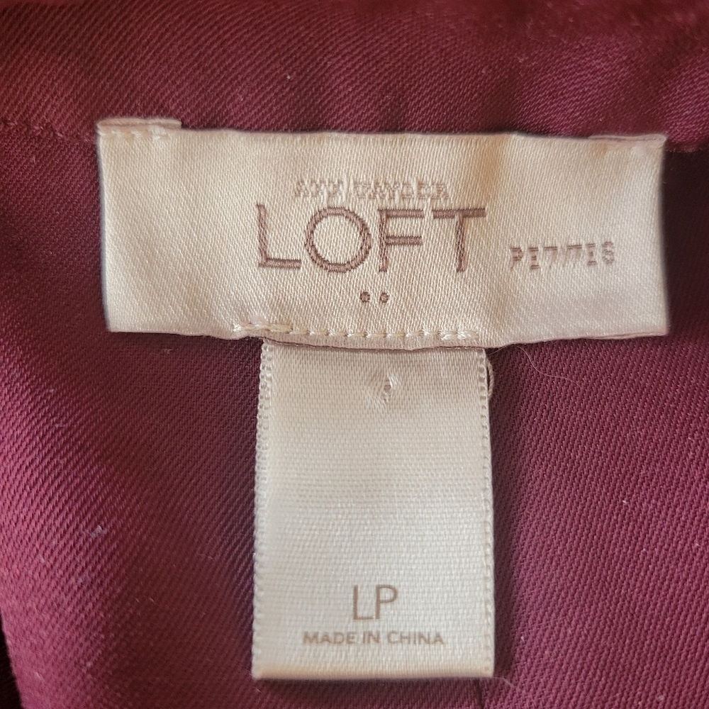 LOFT Wine Colored Sleeveless Shift Dress Size Large Petite - Picture 5 of 5